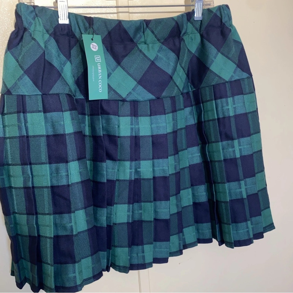 Urban CoCo Green Navy Plaid Pleated Skirt NWT – Size XXL – Schoolgirl Style